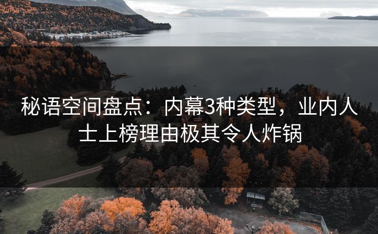 秘语空间盘点：内幕3种类型，业内人士上榜理由极其令人炸锅