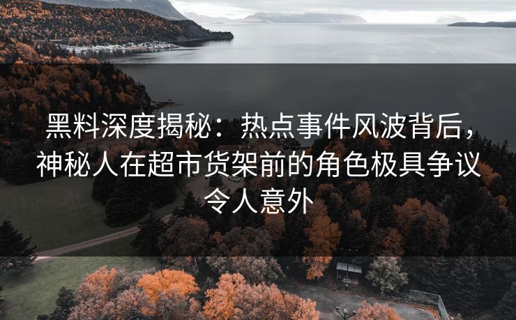 黑料深度揭秘：热点事件风波背后，神秘人在超市货架前的角色极具争议令人意外