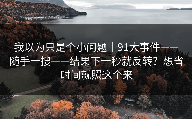 我以为只是个小问题|91大事件——随手一搜——结果下一秒就反转?想省时间就照这个来 我以为只是个小问题|91大事件——随手一搜——结果下一秒就反转?想省时间就照这个来